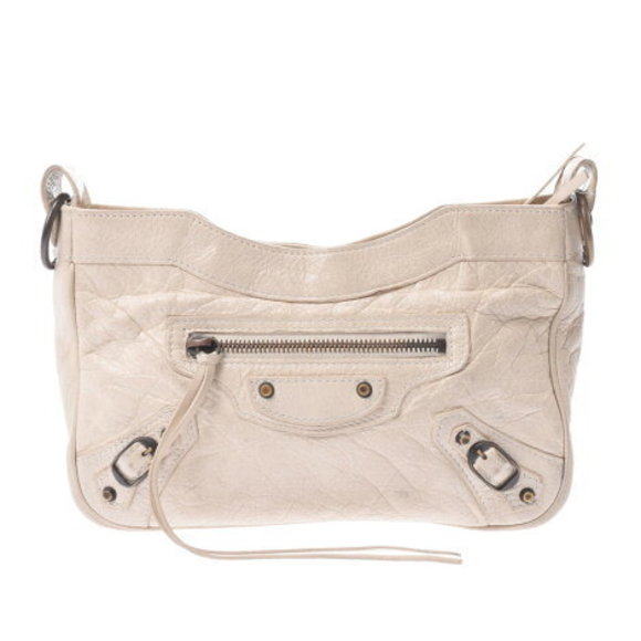 BALENCIAGA The Hip Ivory White Leather Shoulder Bag - Picture 1 of 12